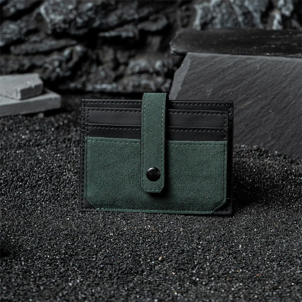 RFID-Blocking Alcantara Slim Wallet Green