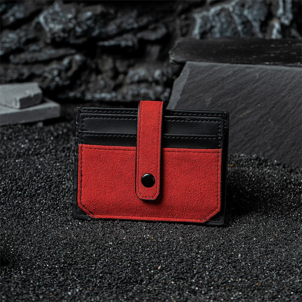 RFID-Blocking Alcantara Slim Wallet Red
