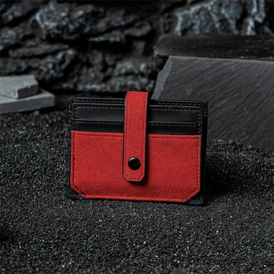RFID-Blocking Alcantara Slim Wallet Red